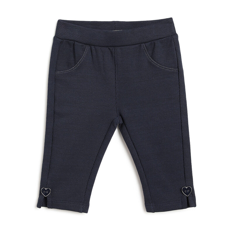 Girls Dark Blue Solid Long Trousers image number 0